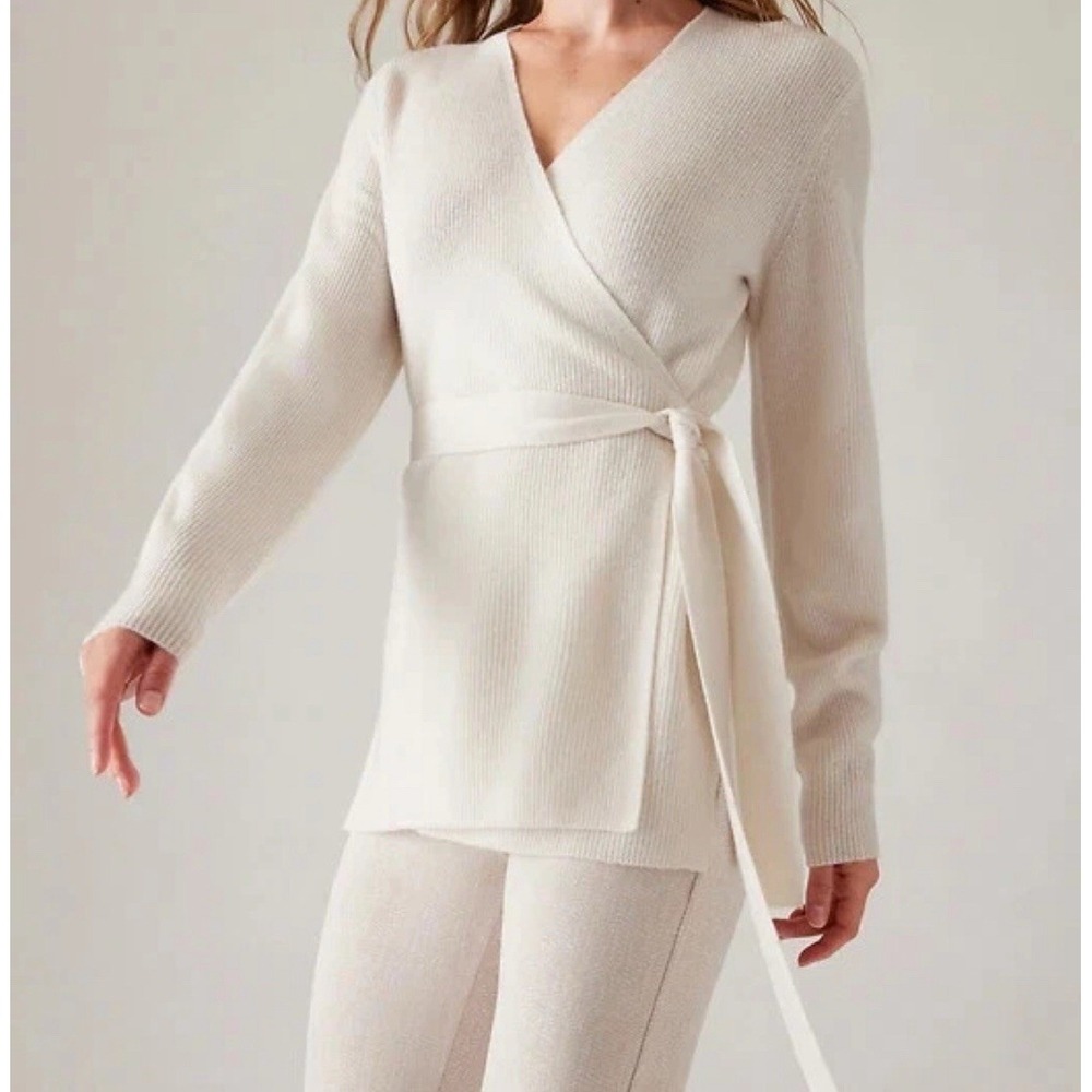 Athleta Women's XL Ivory Alpine Wrap Sweater‎ Cashmere Blend 793361